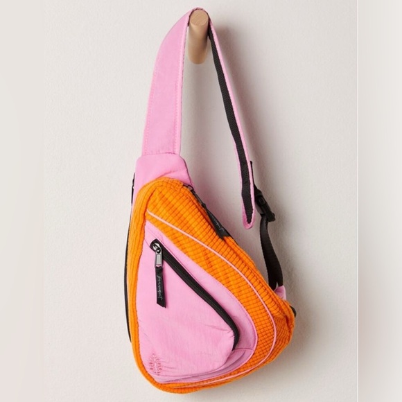 FP Movement by Free People Handbags - Free People FP Movement Cold Shoulder Sling Bag Pink & Orange Colorblock NEW $68